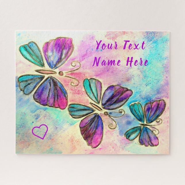 Colorful Butterflies Puzzle Gift - Your Text Name (Horizontal)