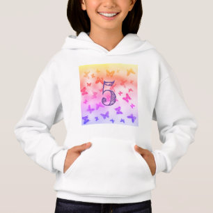 Colorful butterflies rainbow 5th Birthday girl Hoodie