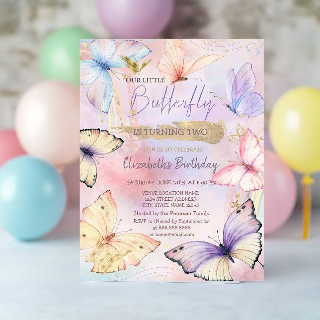 Colorful  Butterflies Rainbow Birthday  Invitation (Creator Uploaded)