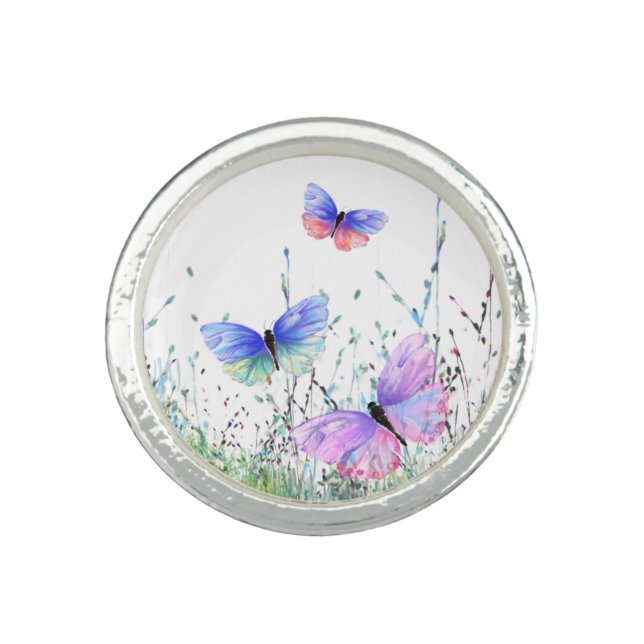 Colorful Butterflies Ring (Front)