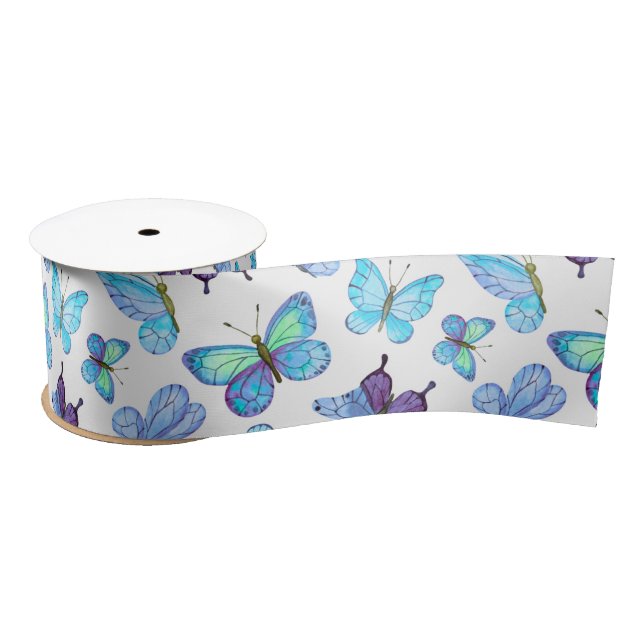 Colorful Butterflies Satin Ribbon (Spool)