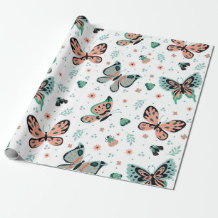 Colorful butterflies seamless pattern wrapping paper