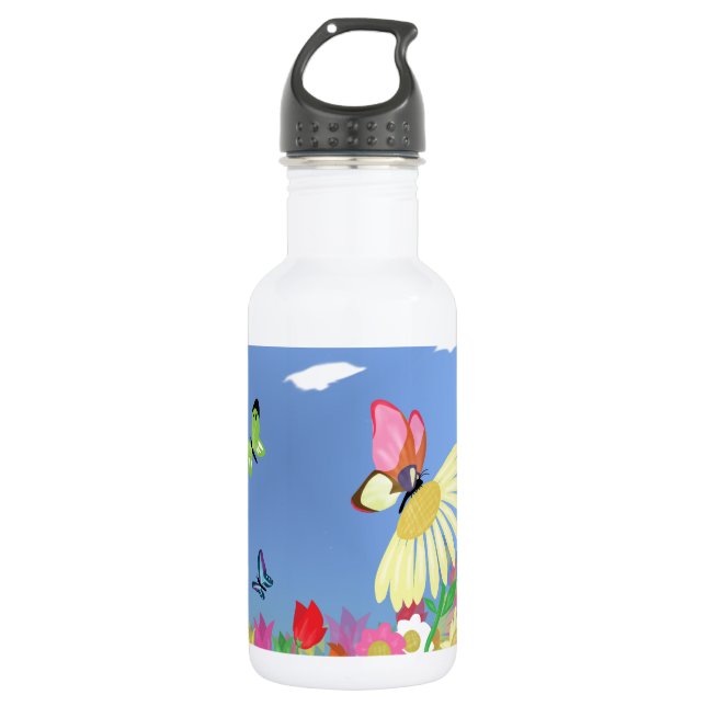 Colorful Butterflies Stainless Steel Water Bottle (Front)