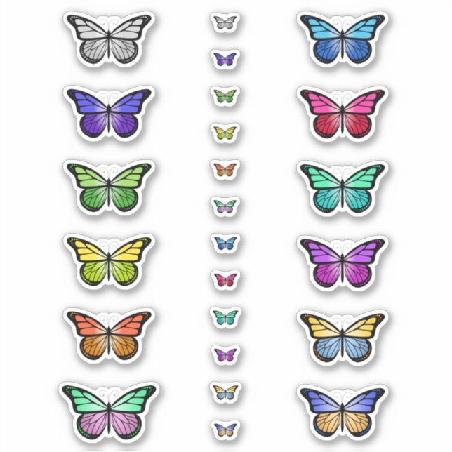 Colorful Butterflies Sticker (Front)