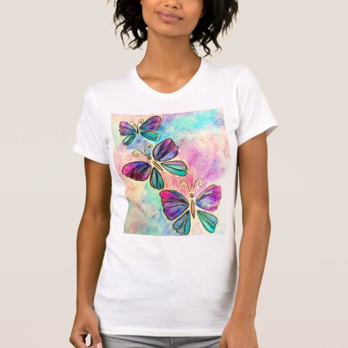 Colorful Butterflies T_Shirt _ Art