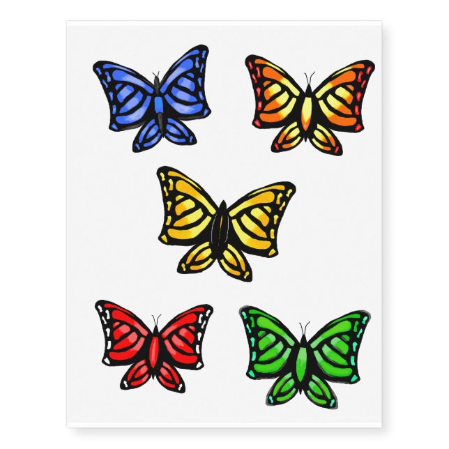 Colorful butterflies temporary tattoos (Front)