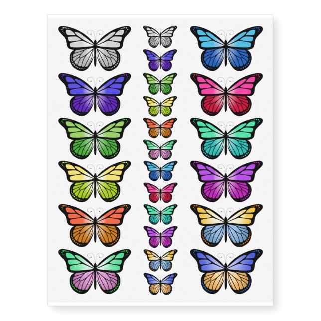 Colorful Butterflies Temporary Tattoos (Front)