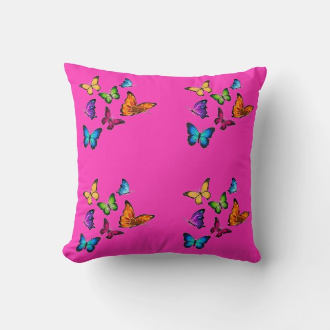 Colorful Butterflies Throw Pillow (Front)