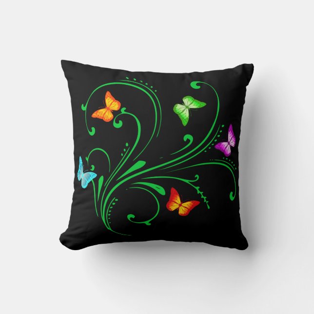 Colorful butterflies throw pillow (Front)