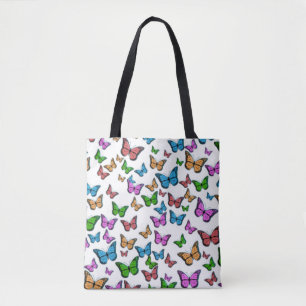 colorful butterflies tote bag