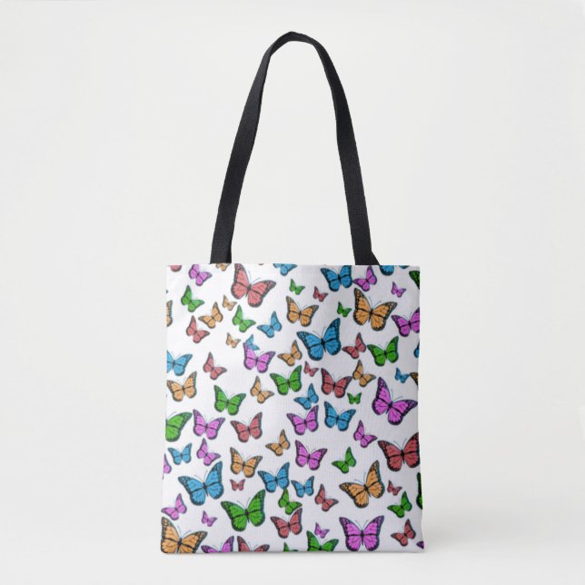 colorful butterflies tote bag (Front)