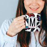 Colorful Butterflies Watercolor Pattern Monogram Coffee Mug<br><div class="desc">This modern, artsy, and cool pattern is perfect for the trendy and stylish woman. It features a hand-painted colorful neon (pink, blue, green, yellow, orange, teal) watercolor and black butterfly pattern on top of a simple white background. It's girly, elegant, bohemian, and pretty. Just customize this design with your own...</div>