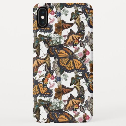 colorful butterflies with glitter vintage iPhone XS max case