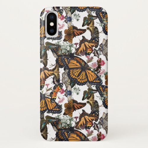 colorful butterflies with glitter vintage iPhone x case