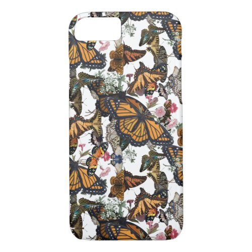 colorful butterflies with glitter vintage iPhone 87 case