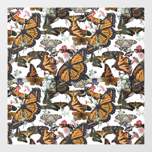 colorful butterflies with glitter vintage style window cling