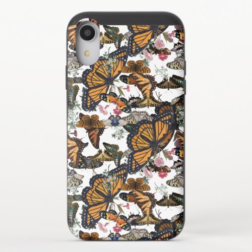 colorful butterflies with glitter vintage iPhone XR slider case