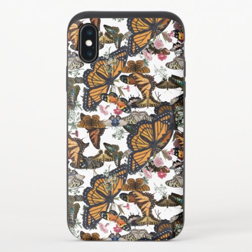 colorful butterflies with glitter vintage iPhone XS slider case