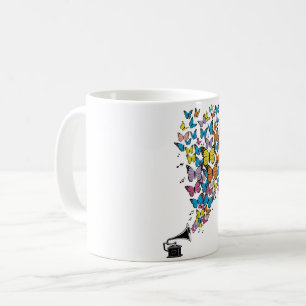 Colorful Butterflies with Gramophone Coffee Mug