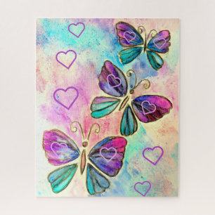 Colorful Butterflies with Hearts Puzzle - Spring