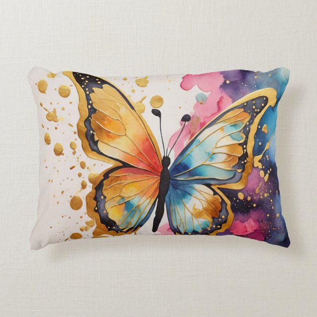 Colorful Butterfly Accent Pillow (Front)