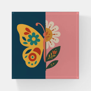 Colorful butterfly and flower Design Paperweight