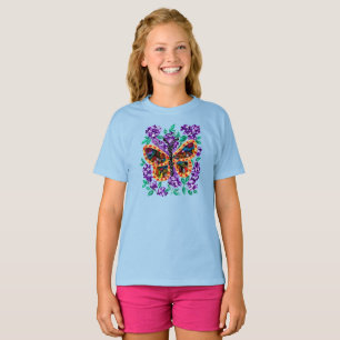 Colorful Butterfly and Purple Lilacs T-Shirt