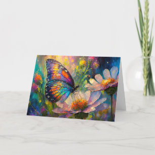 Colorful Butterfly and Wildflowers at Sunrise Card