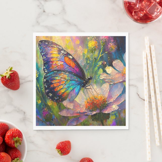 Colorful Butterfly and Wildflowers at Sunrise Napkins (Insitu)