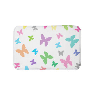Colorful butterfly art bath mat
