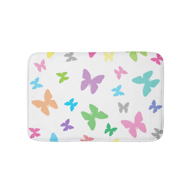 Colorful butterfly art bath mat (Front)