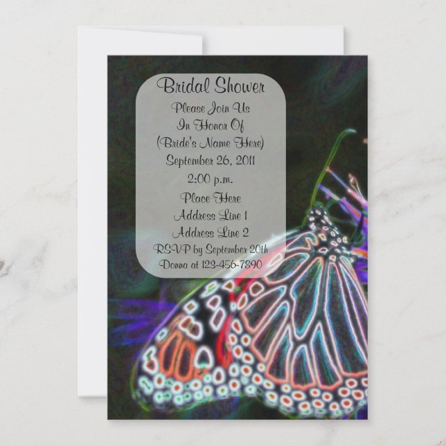 Colorful Butterfly Art Bridal Shower  Invitation (Front)