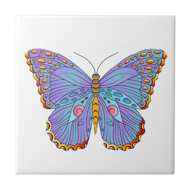 Colorful Butterfly Art Ceramic Tile (Front)