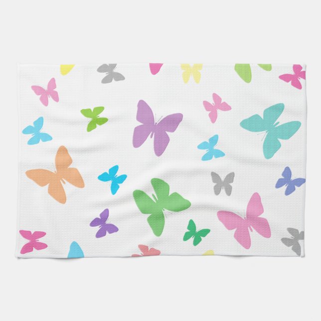 Colorful butterfly art kitchen towel (Horizontal)