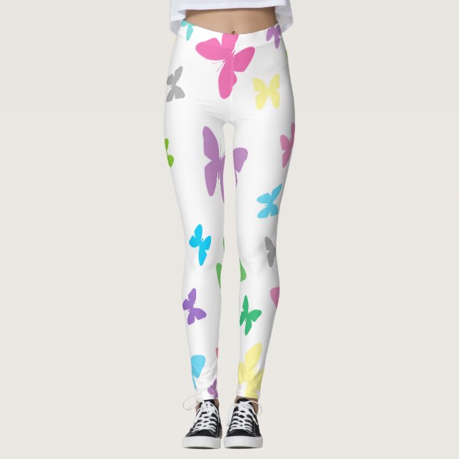 Colorful butterfly art leggings (Front)