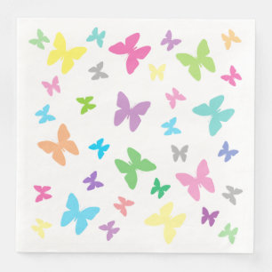 Colorful butterfly art paper dinner napkins