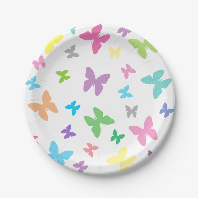 Colorful butterfly art paper plates (Front)