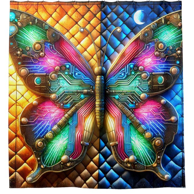 Colorful Butterfly Art Shower Curtain (Front)