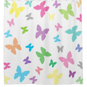Colorful butterfly art shower curtain