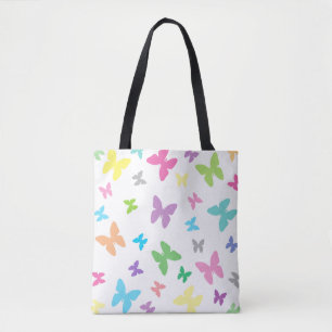 Colorful butterfly art tote bag