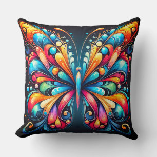 Colorful Butterfly Art   Vibrant Nature-Inspired  Throw Pillow