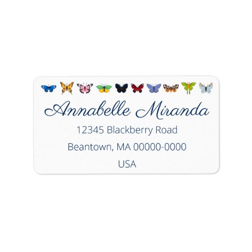 Colorful Butterfly Assortment Personalize Label