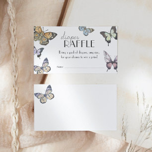 Colorful Butterfly Baby Shower Diaper Raffle Enclosure Card