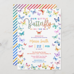 Colorful Butterfly Baby Shower Invitation