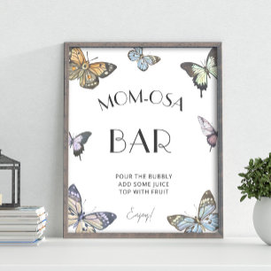 Colorful Butterfly Baby Shower Mom-osa Bar Sign