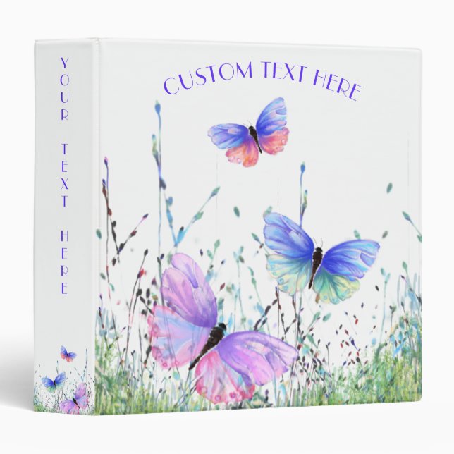 Colorful Butterfly Binder with Custom Text (Front/Spine)