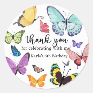Colorful Butterfly Birthday Stickers