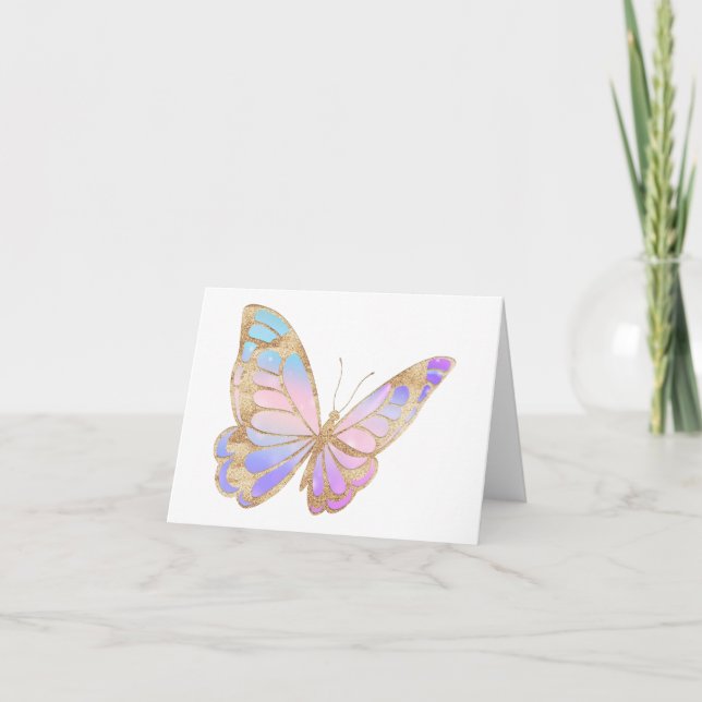 Colorful Butterfly -Blue, Purple, Pink, Gold BLANK Card (Front)