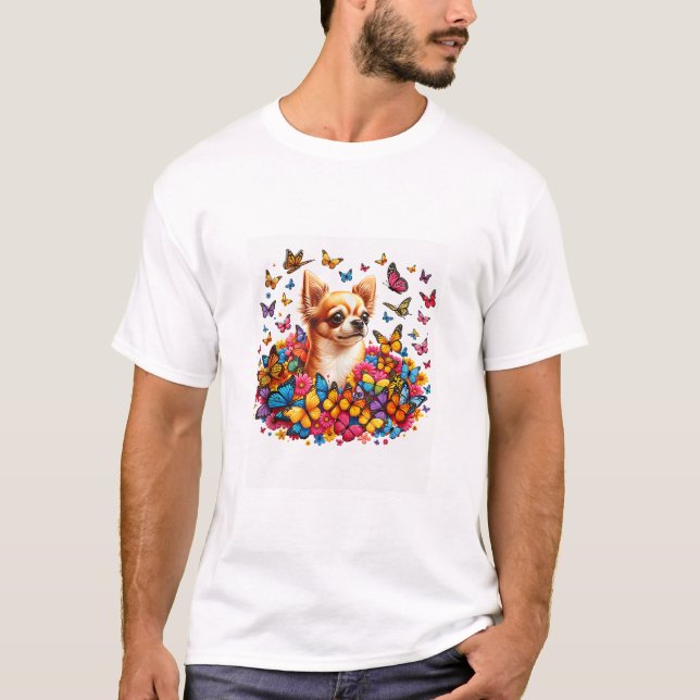 Colorful Butterfly Chihuahua T-Shirt (Front)