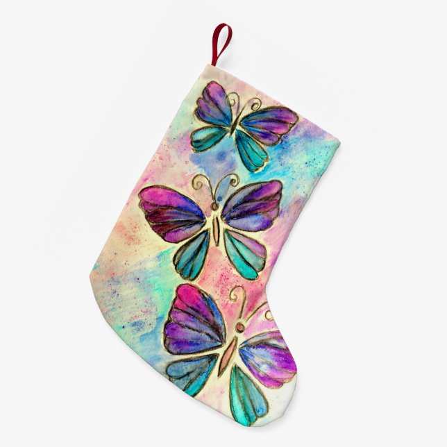 Colorful Butterfly Christmas Stocking (Front (Hanging))